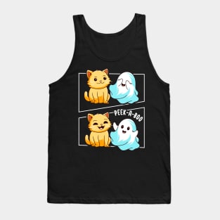 Funny Cat Pun Peek A Boo Men Kids Women Halloween Tank Top